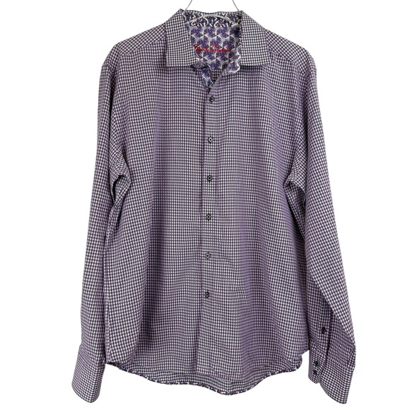 Robert Graham Other - Robert Graham Men XL Classic Egyptian Cotton Button Down FLIP CUFF PURPLE CHECK